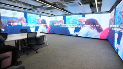 The Data Visualisation Suite with large wall-to-wall screens